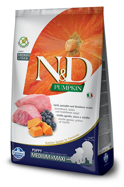 Farmina N&D Pumpkin Grain Free Canine Puppy Medium&Maxi Lamb&Blueberry 12kg