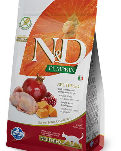 Farmina N&D Pumpkin Feline Neutered Recipe Quail Pumpkin&Pomegranate 1,5kg