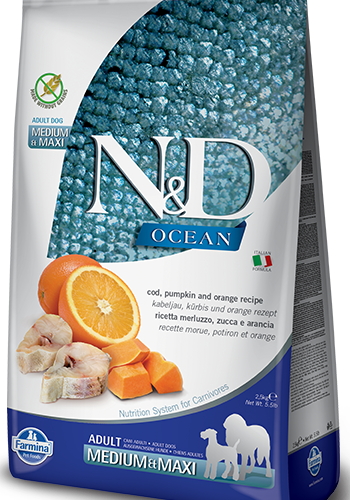 Farmina N&D Ocean Canine Adult Medium&Maxi Cod Pumpkin&Orange 12kg