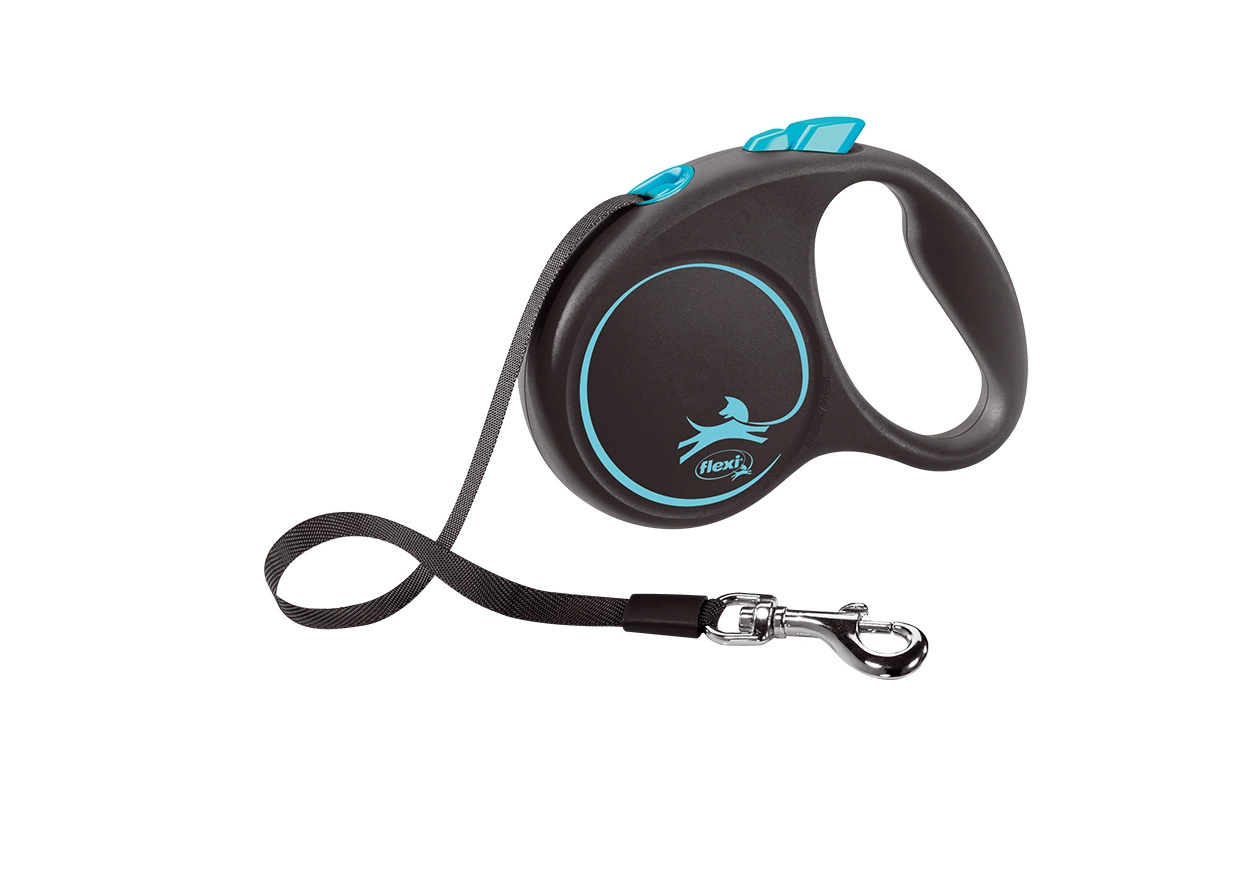Flexi Smycz Black Design M Taśma 5m Do 25kg Niebieska