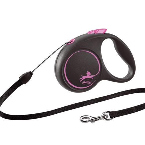 Flexi Smycz Black Design M Linka 5m Do 25kg Różowa