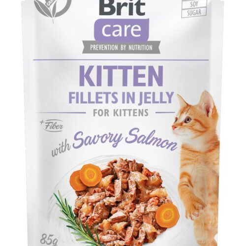 Brit Care Cat Pouch Kitten Filety W Sosie Z Łososia Wzbogacone Marchewką I Rozmarynem 85g