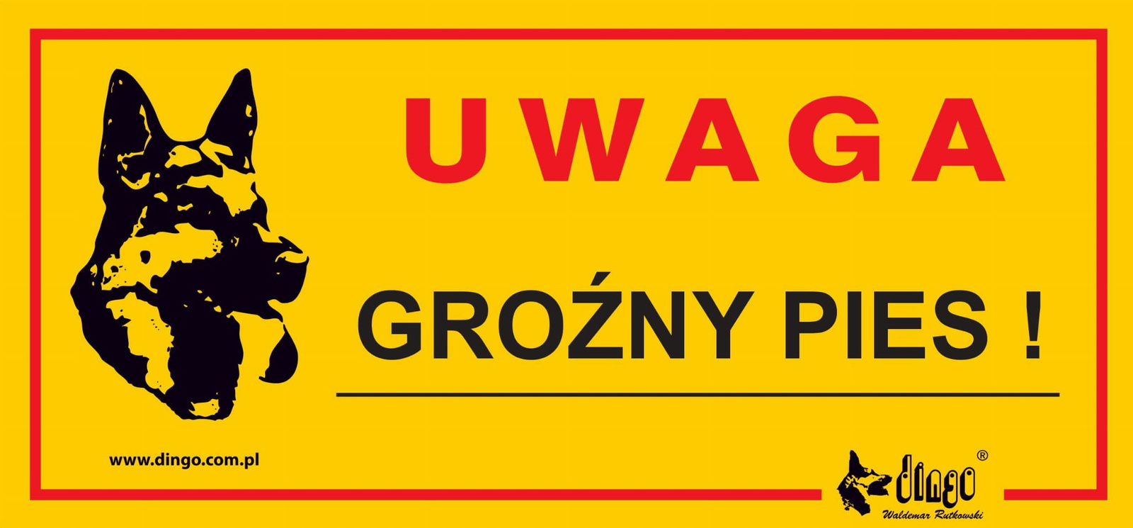 Dingo Metalowa Tabliczka Ostrzegawcza "Uwaga Groźny Pies"