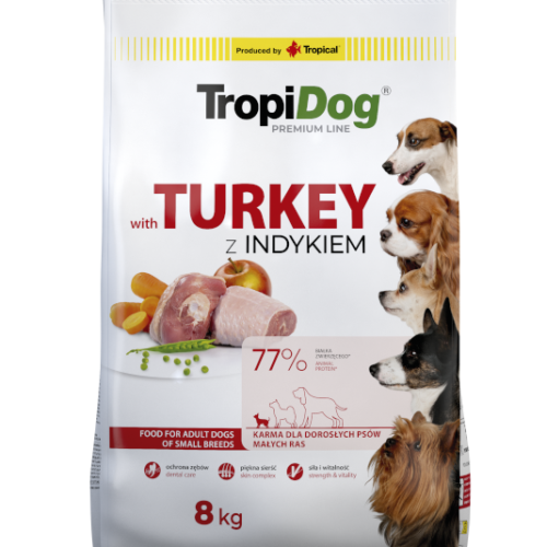Tropidog Premium Adult Small Breeds Z Indykiem I Ryżem 8kg