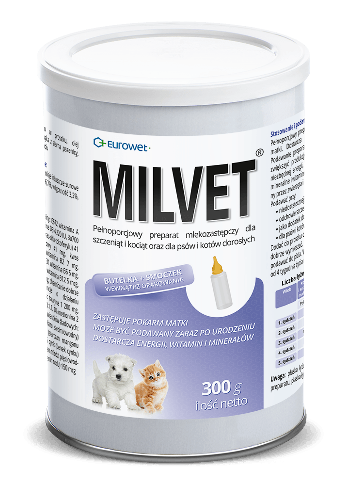Eurowet Milvet Mleko Zastępcze Dla Szczeniąt I Kociąt 300g