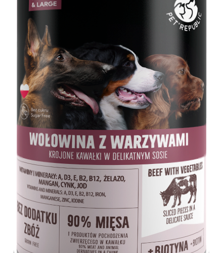 PetRepublic Wołowina Z Warzywami Krojone Kawałki W Delikatnym Sosie 1250g