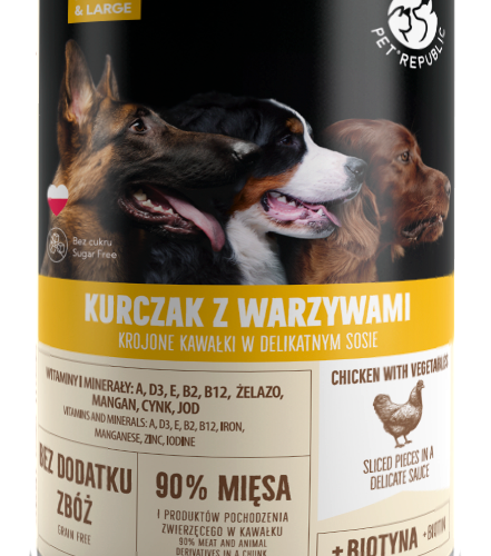 PetRepublic Kurczak Z Warzywami Krojone Kawałki W Delikatnym Sosie 1250g
