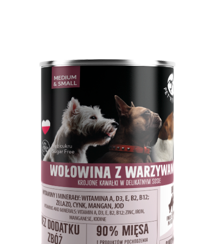 PetRepublic Wołowina Z Warzywami Krojone Kawałki W Delikatnym Sosie 400g