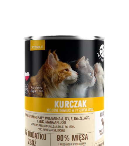 PetRepublic Kurczak Krojone Kawałki W Delikatnym Sosie Dla Kotów Sterylizowanych 400g