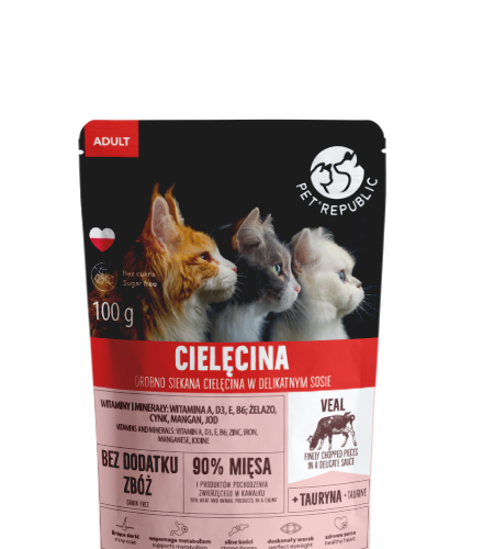 PetRepublic drobno siekane kawałki w delikatnym sosie cielęcina 100g dla kota