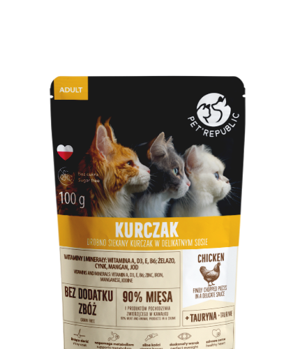 PetRepublic drobno siekane kawałki w delikatnym sosie kurczak 100g dla kota