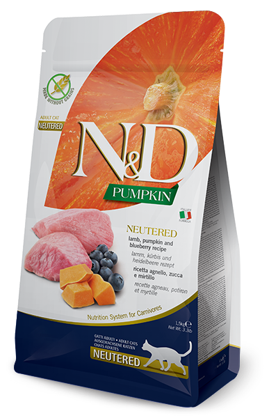 Farmina N&D Pumpkin Feline Lamb & Blueberry Neutered Adult 300g