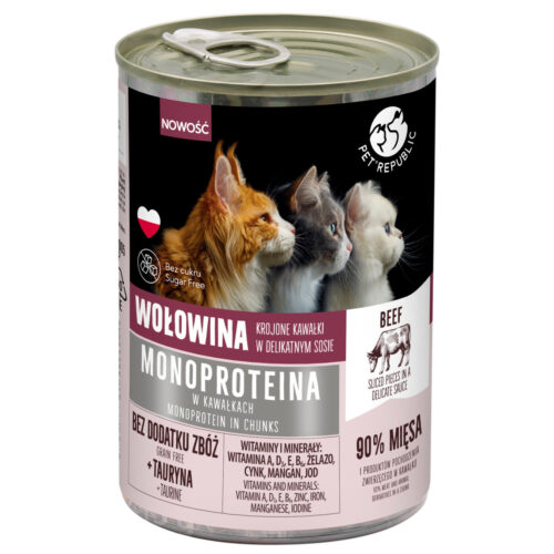 PetRepublic Monoprotein Wołowina 400g - karma monobiałkowa dla kotów